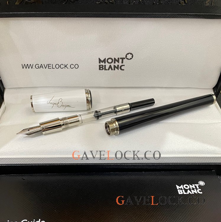 Best Quality Mont blanc Ingrid Bergman Fountain Silver White Black Best Quality Mont blanc Ingrid Bergman Fountain Silver White Black